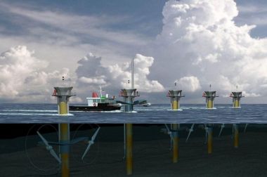 Artist's impression of tidal stream turbines developed by Marine Current Turbines of Bristol