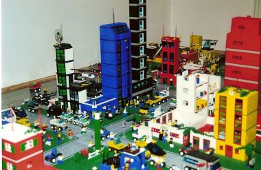A Lego City. Photo by Michael Monahan. Put into the public domain by the author.