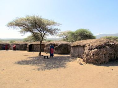 Massai village in Ngorongoro, Tanzania. Photo by David Berkowitz. Wikimedia Commons.  
