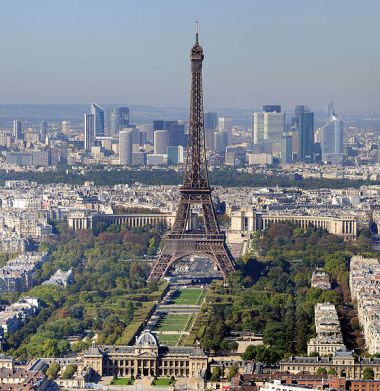 The Eiffel Tower and the Champ de Mars. Photo by Wladyslaw, Wikimedia Commons.