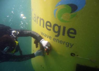 A diver works on a Carnegie CETO installation off Western Australia. (Image by Carnegie Wave Power)