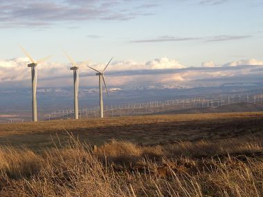 Oregon ranks sixth among states for installed wind capacity. A new national report citing lowest-ever prices for wind power could spark more investment in the industry. Photo credit: Umptanum/Wikimedia Commons.