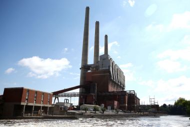Smoke stacks from Lansing's Board of Water and Light in REO Town Lansing Monday, August 3, 2015. (Danielle Duval | MLive.com) 
