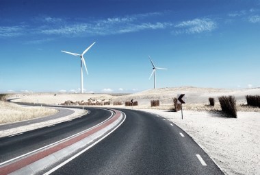 Wind turbines in an Australian desert.