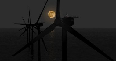 Offshore wind at night.