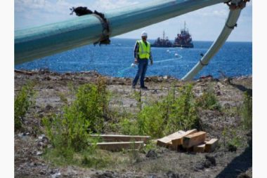 Construction in progress earlier this year of the first Hydrostor station on the Toronto Islands. Hydrostor photo.