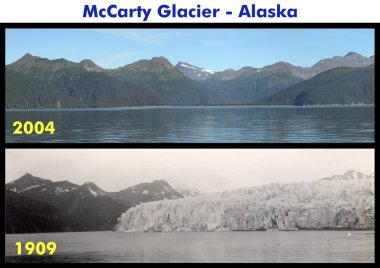 McCarty Glacier, in Alaska. These US government images are in the public domain. Wikimedia Commons.