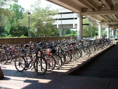 Commuter bikes at Alewife Station, near Boston, Massachusetts. Photo by agr. CC BY-SA 3.0. Wikimedia Commons.  