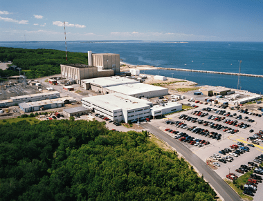 The Entergy Corporation will close Pilgrim Nuclear Generating Station, on Cape Cod Bay, within four years. Entergy Nuclear / Flickr 