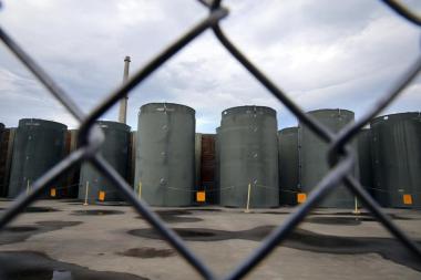 Dry cask storage was used to store spent fuel at the Entergy Vermont Yankee nuclear power plant. Craig F. Walker/Globe Staff 