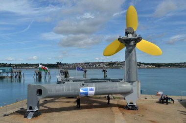 The DeltaStream is the first tidal energy generator to be deployed in Wales. Tidal Energy photo.