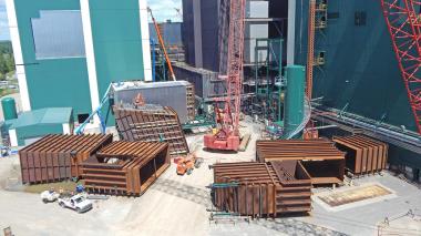 Large cranes were used to install new equipment. Photo courtesy of Minnesota Power