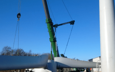 Factory turbine under construction. Source: Ecotricity. License: All Rights Reserved.