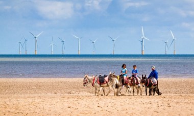 Offshore wind turbines off Skegness in Lincolnshire, UK. Photograph: Alamy 