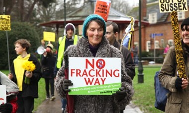 An anti-fracking march in Sussex. Photograph: Natasha Quarmby / REX / Shutterstock