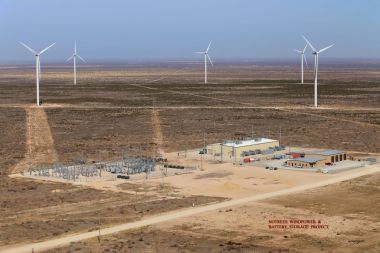 Duke Energy said it will upgrade the battery storage system at its Notrees wind farm in West Texas. Duke Energy photo.