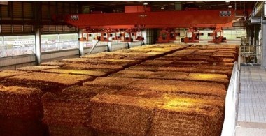 The plant’s straw bail barn.