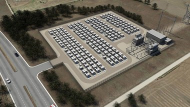 Artist’s impression of Tesla’s utility-scale storage systems. Image via Tesla Motors.