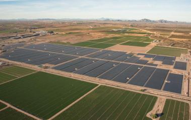 Sandstone Solar has more than 182,000 JinkoSolar PV modules mounted on ATI’s trackers. Image: Salt River Project