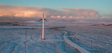 Wind turbine in Toksook Bay, Alaska. Photo by energy.gov. Public domain. Wikimedia Commons.