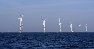 Offshore wind in the North Sea off the coast of Belgium. Photo by Hans Hillewaert. CC BY-SA 3.0 unported. Wikimedia Commons.