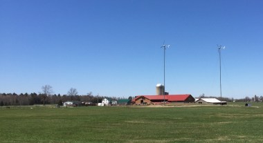 Two windmills stand above a farm in Sheldon. VBM photo.