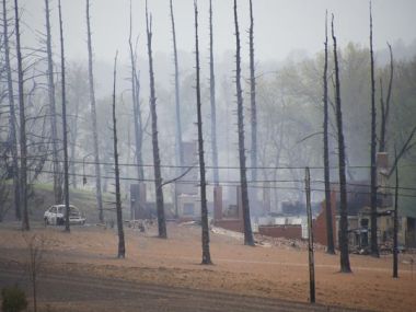 A burned out house after a natural gas explosion in Salem Township, Pennsylvania. (AP Photo/Keith Srakocic)