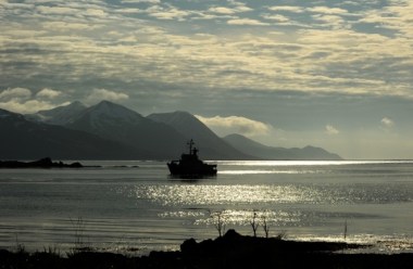 US Fish and Wildlife Service research vessel, the R/V Tiglax, stops at Attu Island, the most western of the Aleutian Islands. (Bob Hallinen / Alaska Dispatch News)