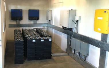 A bank of Aquion batteries.