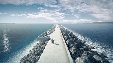 An artist's impression of the Swansea Bay tidal lagoon project . Source: Tidal Lagoon Power