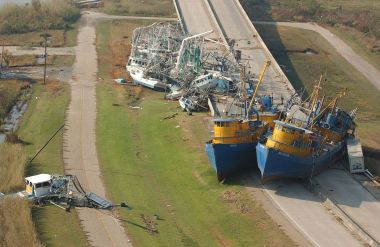 Road closed due to weather. FEMA photo. Public domain. Wikimedia Commons.