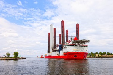 Specialist ships are needed to build offshore wind turbines. Nightman1965 / shutterstock.