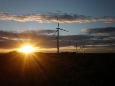Wind turbines at sunrise