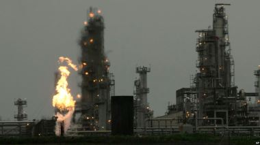 Flaring gas at an oil refinery in Washington